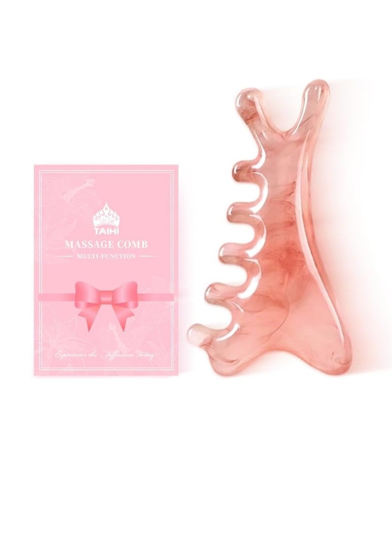 general 4-in-1 Massage Comb Pink Facial Tools Head Massage Combs Neck Body Face Eye Massager Tool for Body Tension Relief Promote Lymphatic Circulation Gifts for Women Men - Image 1