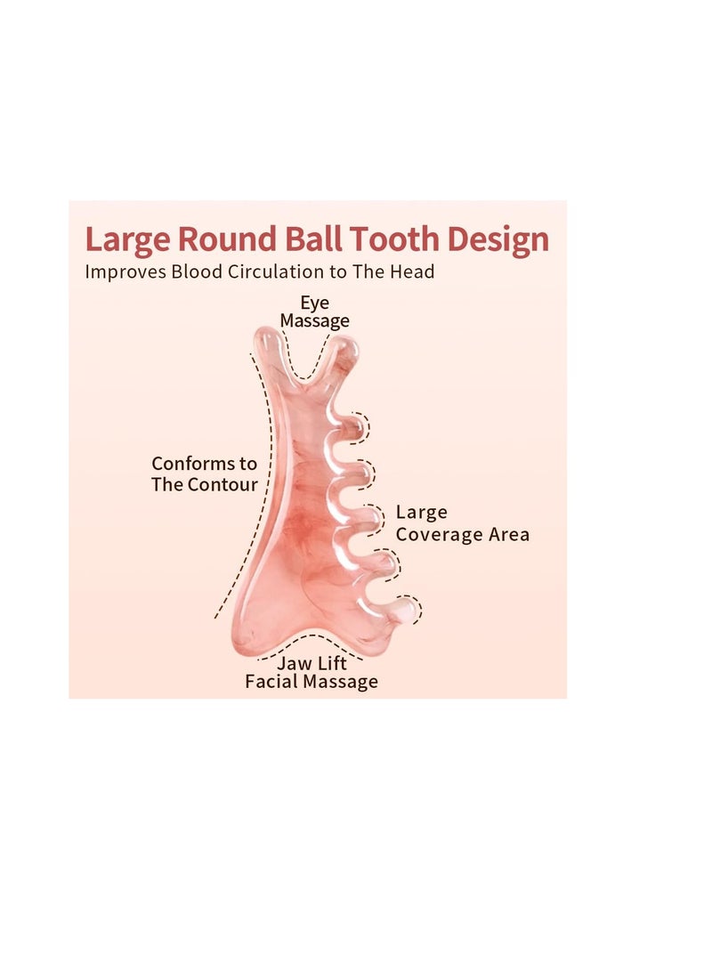 general 4-in-1 Massage Comb Pink Facial Tools Head Massage Combs Neck Body Face Eye Massager Tool for Body Tension Relief Promote Lymphatic Circulation Gifts for Women Men - Image 4