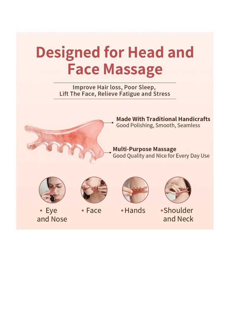general 4-in-1 Massage Comb Pink Facial Tools Head Massage Combs Neck Body Face Eye Massager Tool for Body Tension Relief Promote Lymphatic Circulation Gifts for Women Men - Image 5