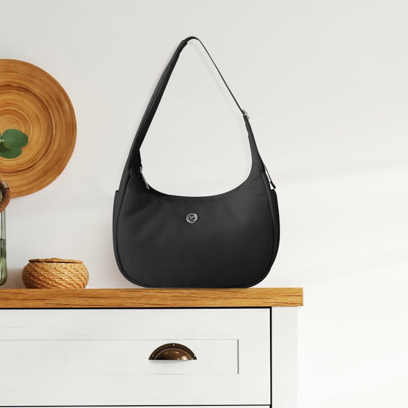 Babysun Mini Shoulder Bag Women Nylon Crescent Bag 2L Underarm Shoulder Purse Women's Shoulder Handbags Small Tote Bag Black - Image 2
