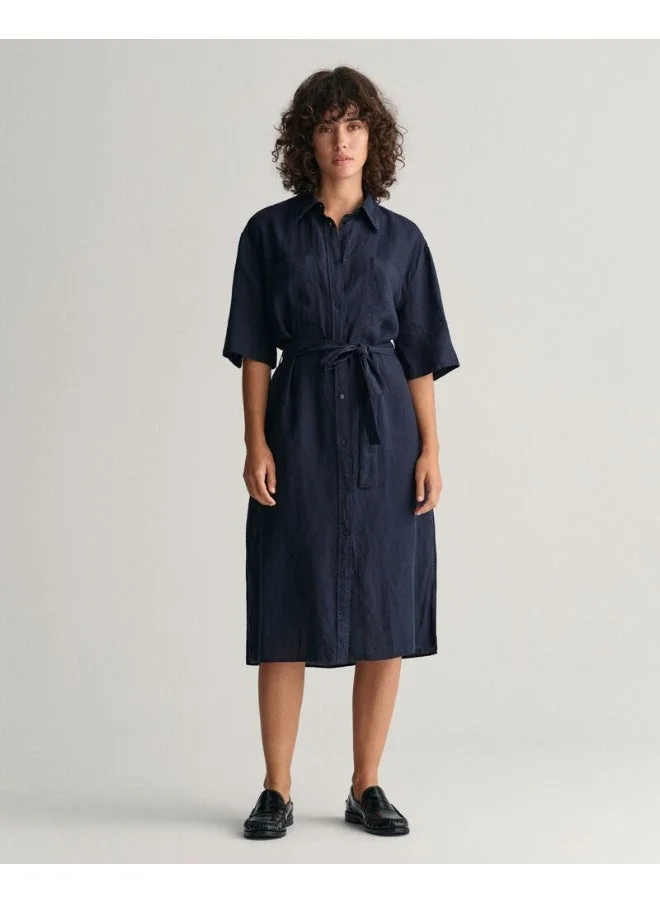 غانت Gant Linen Short Sleeve Shirt Dress