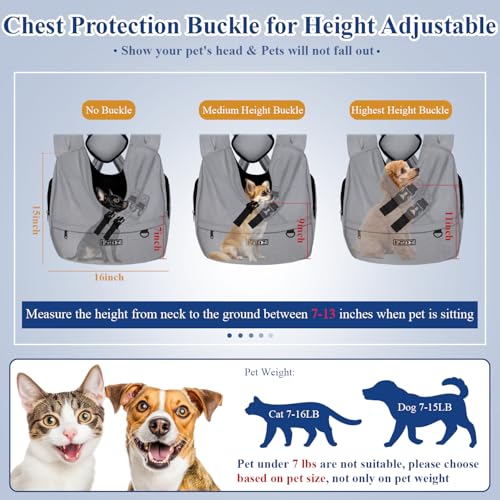Petskd Dog Carrier Sling for Small Pet 715 LBS Hands Free Front Facing Cat Sling Chest Carrier with Bottom Mat and Adjustable Strap for Pets AntiAnxiety Walk Vet - Image 3