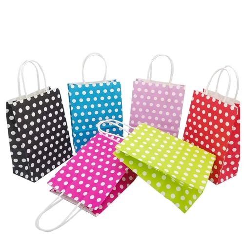 Aakriti Paper Gift Bags with Handles Polka Dot Paper Party Favor Bags for Kid’s Birthday Baby Shower Wedding Festivals Holiday Party (10 x8x3 Inch (Pack of 25), Gift Bags Polka Dot Assorted) - Image 2