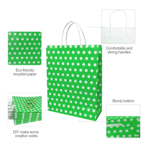 Aakriti Paper Gift Bags with Handles Polka Dot Paper Party Favor Bags for Kid’s Birthday Baby Shower Wedding Festivals Holiday Party (10 x8x3 Inch (Pack of 25), Gift Bags Polka Dot Assorted) - Image 5