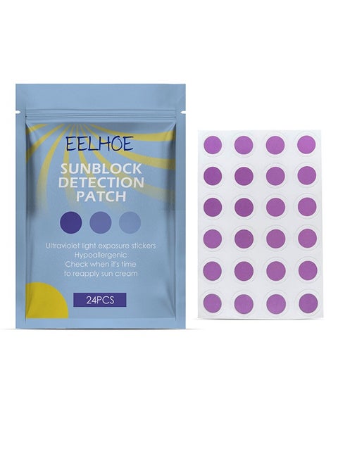 24 Pcs UV Stickers For Sunscreen, Sun Cream Stickers To Reapply, Waterproof UV Detection Stickers, UV Detection Reminder UV Patch For Kids Adults Waterproof Patches, Changes Color When Time To Reapply