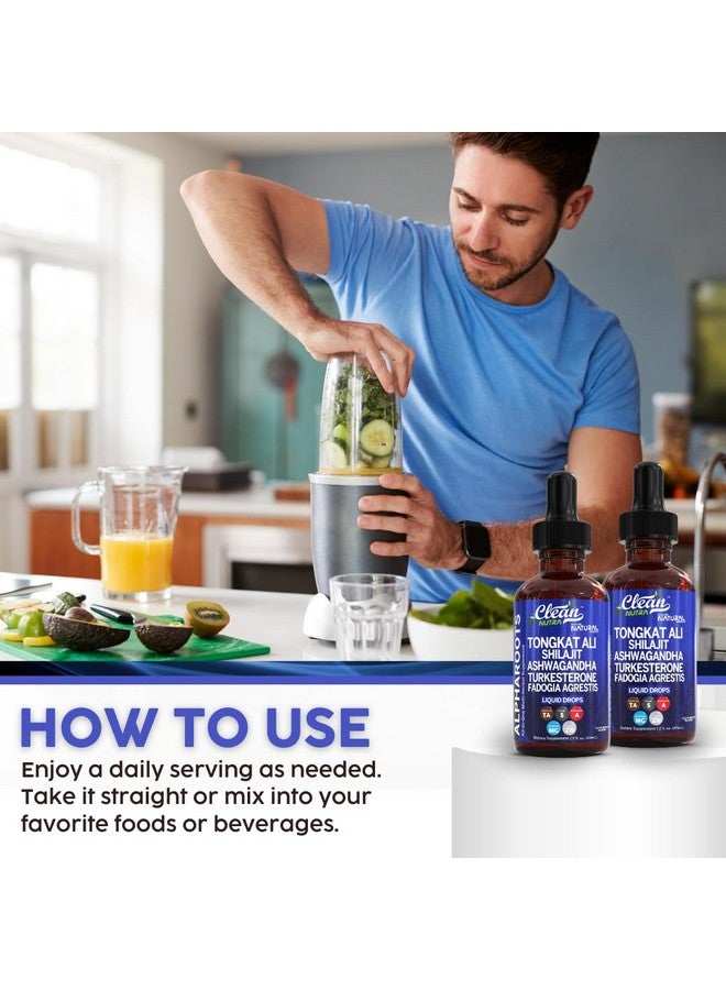 كلين نيوتراسيوتيكالز مكملات عشبية من Clean Nutra تحتوي على قطرات سائل من تونغكات علي، شيلوجيت، أشواغاندا، تركيسترون، فادوجيا أجرستيس، مغنيسيوم، طحالب البحر الإيرلندي، وزنك - Image 3
