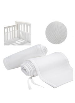 Topleo 2PCS Baby Mesh Cot Bed Bumper Adjustable Anti Bumper for Bedroom Crib Rail Cover Protection Fresh Breathing Bedding All Season Cot Liner Set White  - Image 1