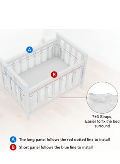 Topleo 2PCS Baby Mesh Cot Bed Bumper Adjustable Anti Bumper for Bedroom Crib Rail Cover Protection Fresh Breathing Bedding All Season Cot Liner Set White  - Image 4