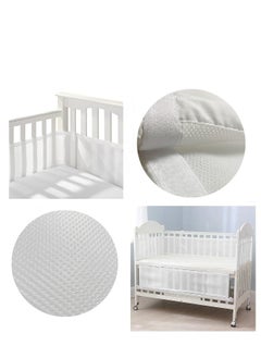 Topleo 2PCS Baby Mesh Cot Bed Bumper Adjustable Anti Bumper for Bedroom Crib Rail Cover Protection Fresh Breathing Bedding All Season Cot Liner Set White  - Image 5