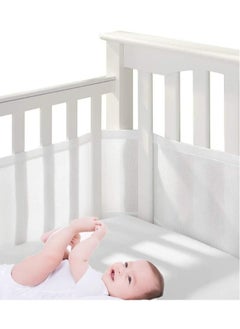 Topleo 2PCS Baby Mesh Cot Bed Bumper Adjustable Anti Bumper for Bedroom Crib Rail Cover Protection Fresh Breathing Bedding All Season Cot Liner Set White  - Image 2