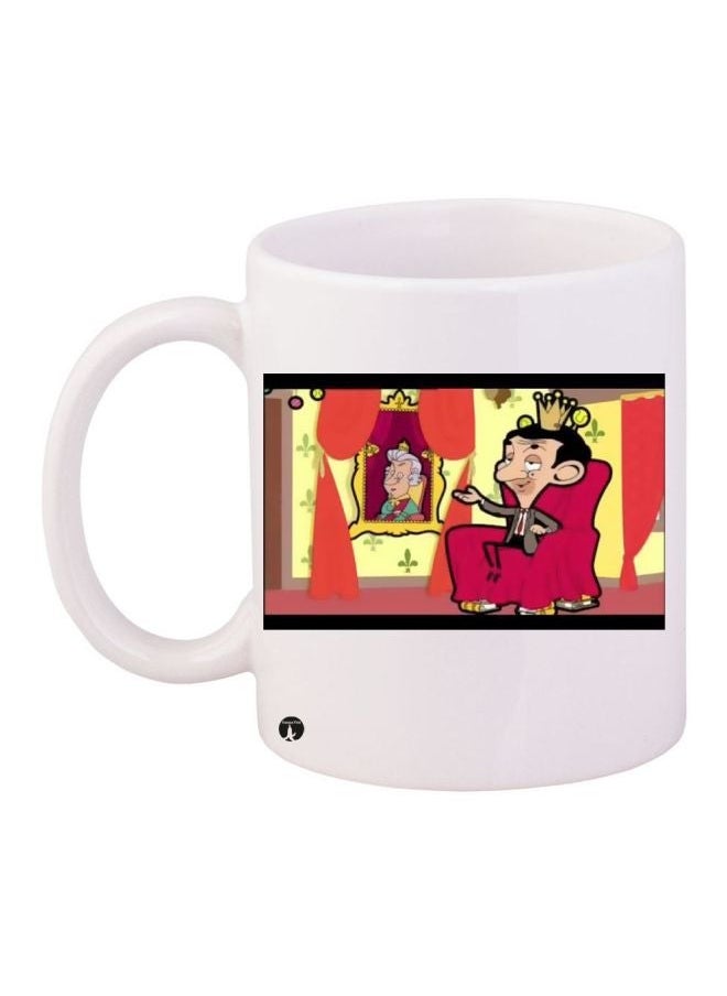 RYN Mr. Bean Printed Coffee Mug White/Red/Yellow 11ounce 