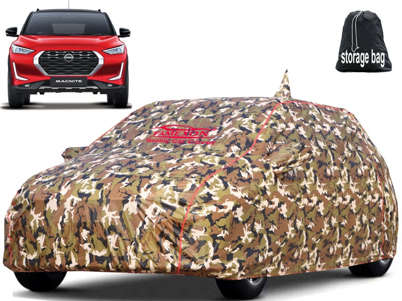 FAMEXON Waterproof Car Body Cover Compatible For Nissan Magnite Triple Layer Fabric With Mirror Pockets Inner Foam&Pipein Design Protects From Animals,Heat,Rain & Uv Rays (Jungle Print),Multicolor - Image 1