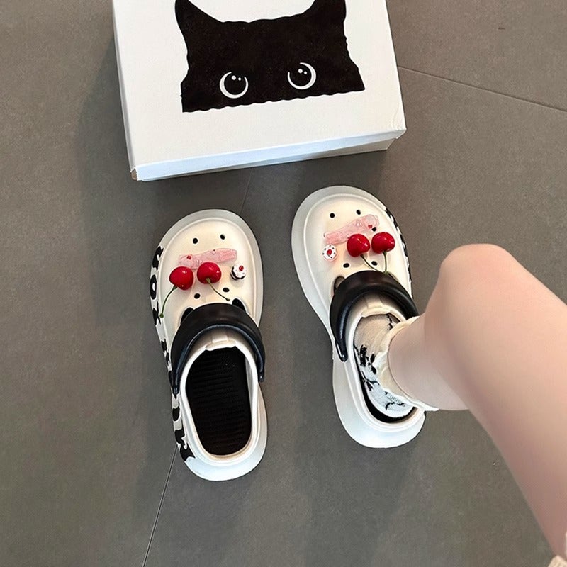 Women's Fashion Cherry Clog Sandals Anti-Slip Thick Sole Summer Slides - Image 1