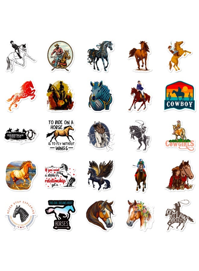NIBEMINENT 50 Pcs Horse Deco Kit Waterproof Stickers, High Definition Printing Bright Colors, Suitable for Laptop Skateboard Luggage Water Bottle Guitar DIY - Image 3