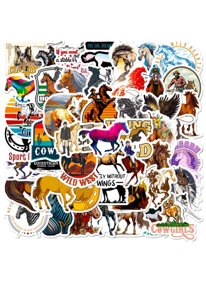NIBEMINENT 50 Pcs Horse Deco Kit Waterproof Stickers, High Definition Printing Bright Colors, Suitable for Laptop Skateboard Luggage Water Bottle Guitar DIY - Image 2