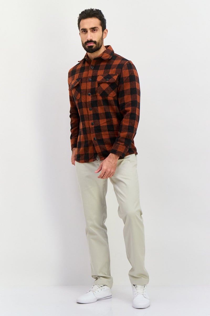 Jachs New York Men Checkered Jacket Shirt, Maroon - Image 3