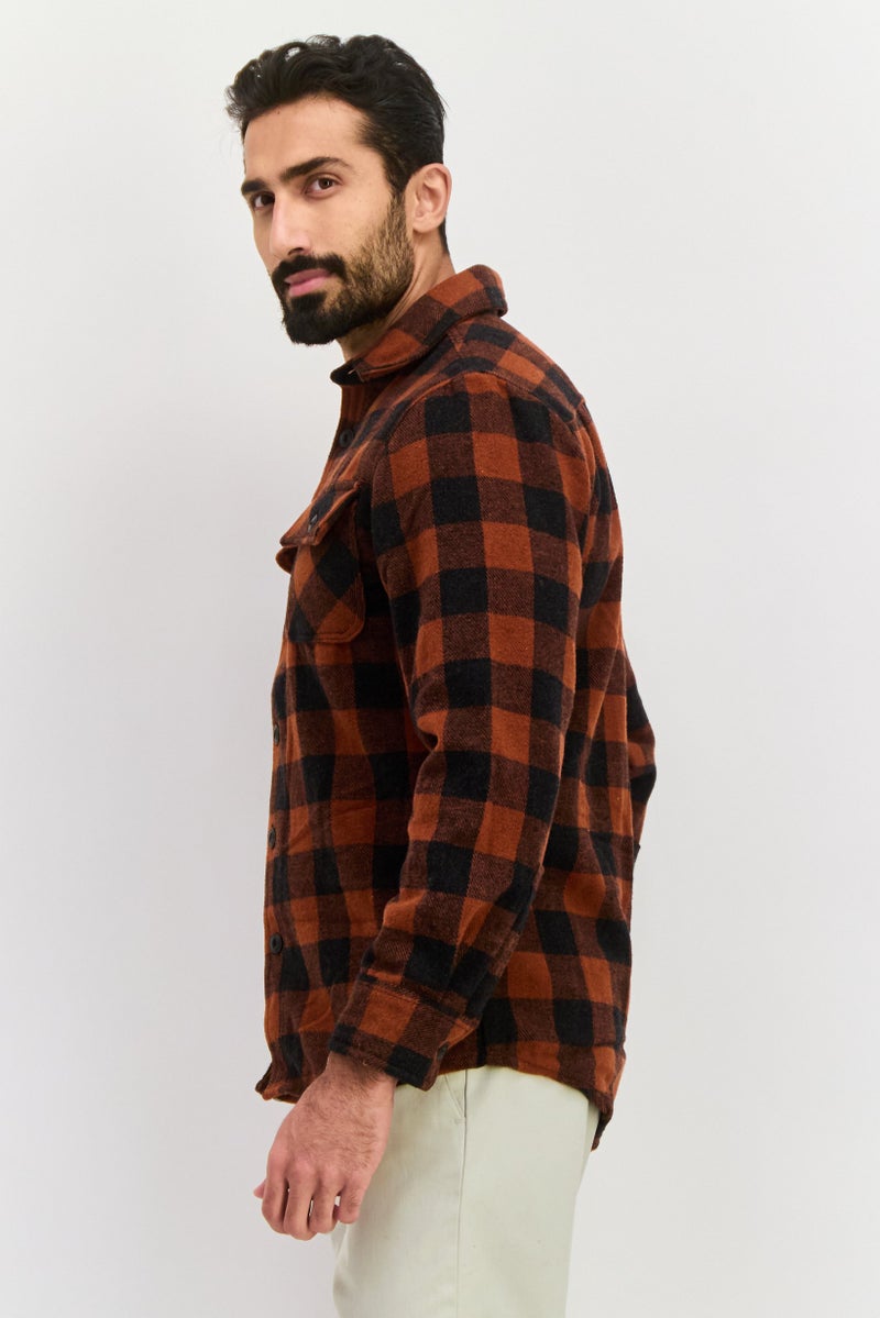 Jachs New York Men Checkered Jacket Shirt, Maroon - Image 4