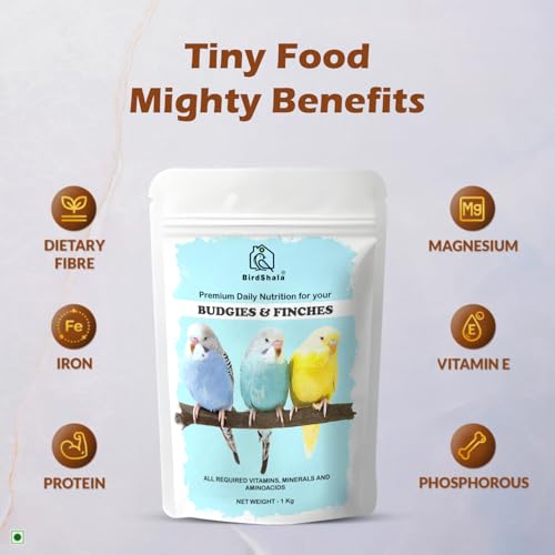 BirdShala Bird Food for Budgies & Finches 1 Kg. | Premium Seed Blend of Grains, Millets & Fruit Pellet - Image 4