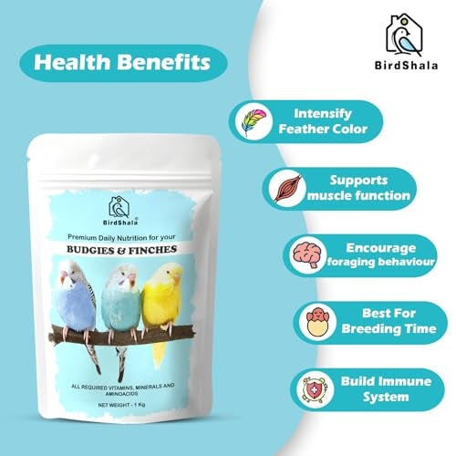 BirdShala Bird Food for Budgies & Finches 1 Kg. | Premium Seed Blend of Grains, Millets & Fruit Pellet - Image 3