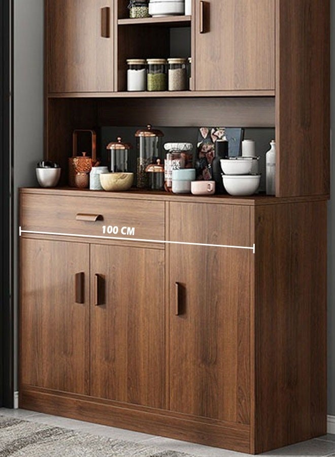 NKX Modern Wooden Kitchen Cabinet with Doors | Multifunctional Walnut Storage Cupboard | Sideboard Buffet Cabinet 100x38x170cm - Image 4
