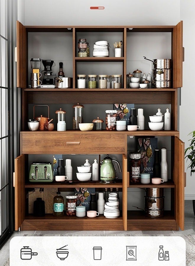 NKX Modern Wooden Kitchen Cabinet with Doors | Multifunctional Walnut Storage Cupboard | Sideboard Buffet Cabinet 100x38x170cm - Image 3