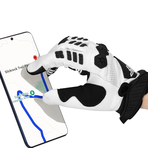 KAIWENDE قفازات KAIWENDE للرجال للدراجات الجبلية - قفازات ركوب دراجات نارية تعمل باللمس للدراجات الجبلية، ATV، BMX، الدراجات النارية على الطرق الوعرة، السكوترات، الدراجات الشارعية، الدراجات النارية، سباقات موتوكروس والرياضات القوية (أبيض، متوسط)  - Image 3