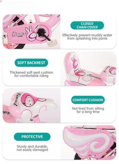 XiuWoo Girls Bike for Toddlers and Kids,12 Inch Kids Bike with Training Wheels and Basket, Girl Bicycle with Handbrake and Kickstand, Black Wheels,Pink  - Image 5