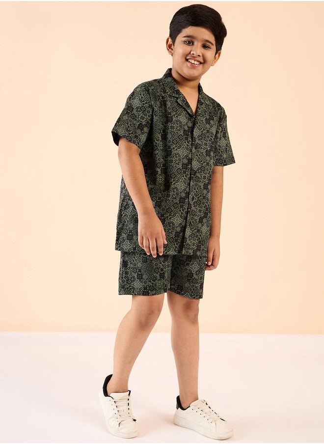 Stylo Bug - Rayon Short Sleeve Shirt and Shorts Set for Boys by Styli - Image 1