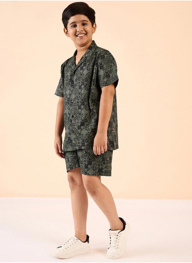 Stylo Bug - Rayon Short Sleeve Shirt and Shorts Set for Boys by Styli - Image 1