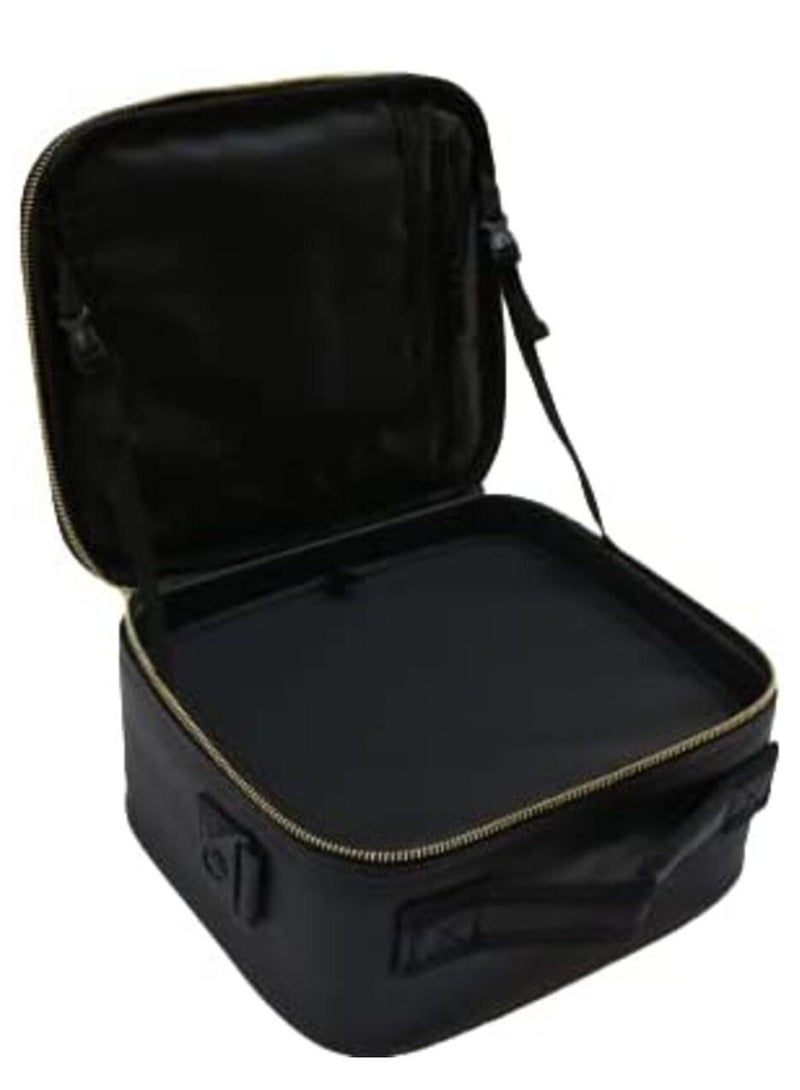 Portable Travel Cosmetic Bag with Storage Space Organizer with Adjustable Dividers for Makeup Brushes Jewelry Accessories - Black - Image 3