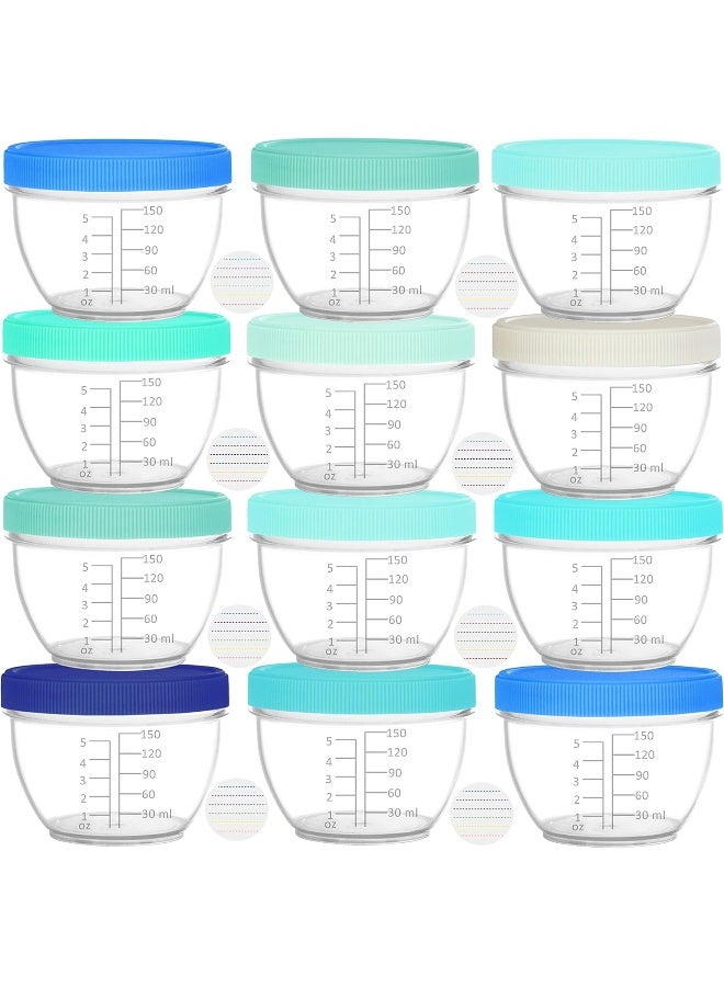 Youngever 18 Sets Baby Food Storage, 6 Ounce Baby Food Containers with Lids and Labels, 9 Coastal Colors - Image 1