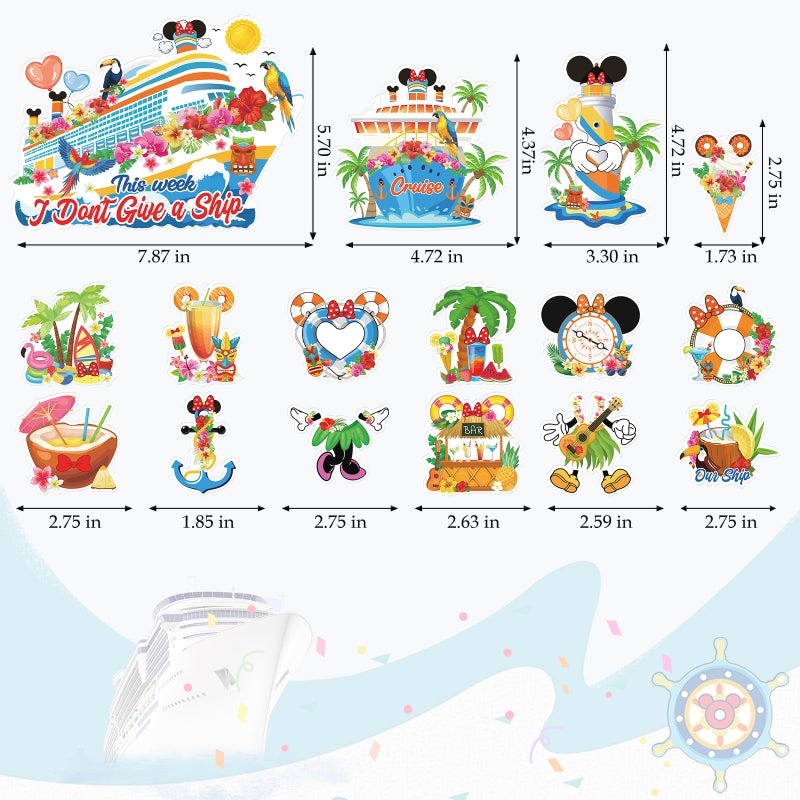 RiVolTa Mouse Hawaii Cruise Magnets - 16 Pcs Large Cruise Door Decorations Magnetic This Week I Donâ€™t Give a Ship Funny Anchor Stickers for Cabin Refrigerator Car Summer Holiday Carnival Party Decor - Image 5