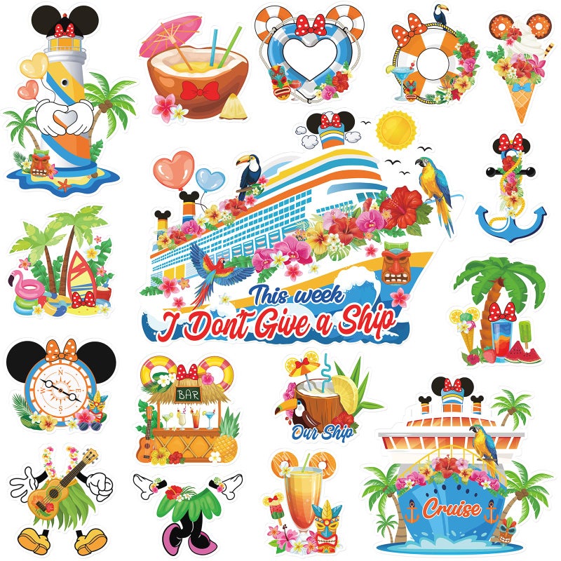 RiVolTa Mouse Hawaii Cruise Magnets - 16 Pcs Large Cruise Door Decorations Magnetic This Week I Donâ€™t Give a Ship Funny Anchor Stickers for Cabin Refrigerator Car Summer Holiday Carnival Party Decor - Image 1