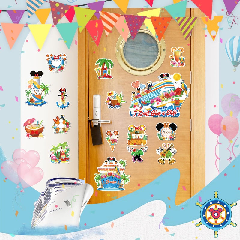 RiVolTa Mouse Hawaii Cruise Magnets - 16 Pcs Large Cruise Door Decorations Magnetic This Week I Donâ€™t Give a Ship Funny Anchor Stickers for Cabin Refrigerator Car Summer Holiday Carnival Party Decor - Image 3