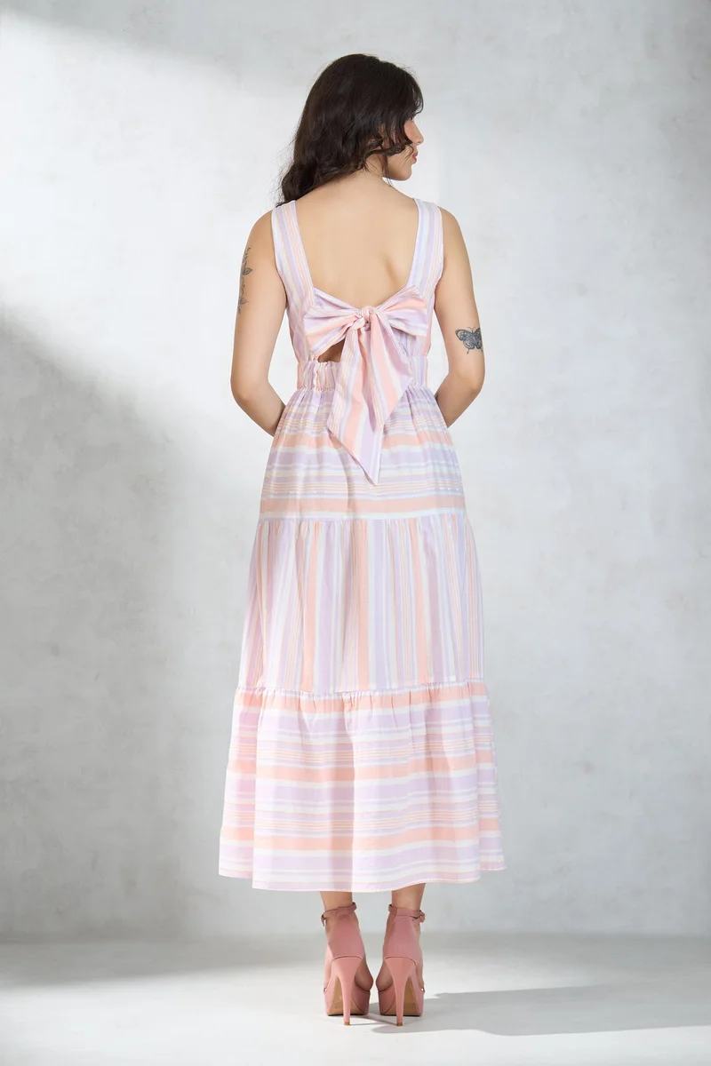 Virgio Striped Cutout Midi Dress