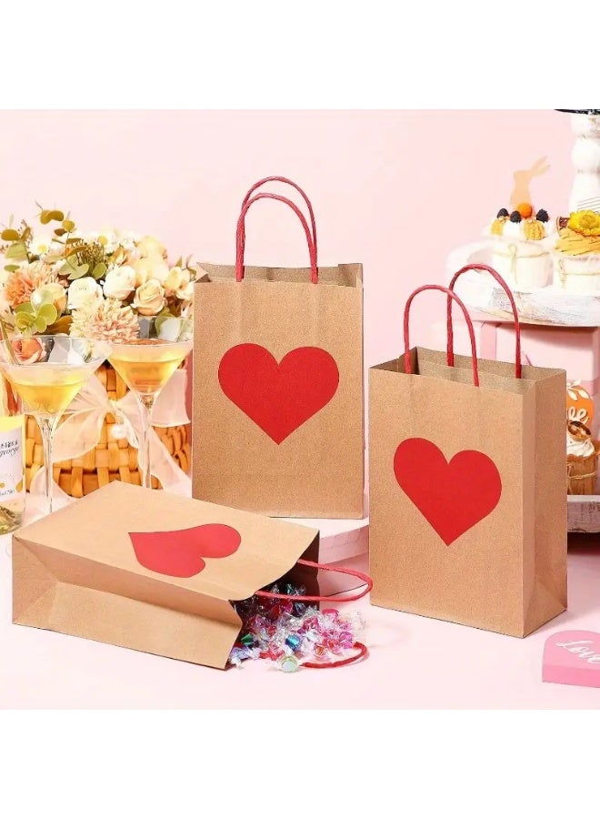 زيفانا 10 قطع من أكياس الهدايا الكرافت على شكل قلب - مستلزمات عيد الحب، حقيبة تسوق، حقيبة حفلات، حقيبة هدايا زفاف، حقيبة حمل يدوية، هدايا حفلات عيد الأم، عيد الشكر، أعياد الميلاد، ومناسبات الحب - Image 4