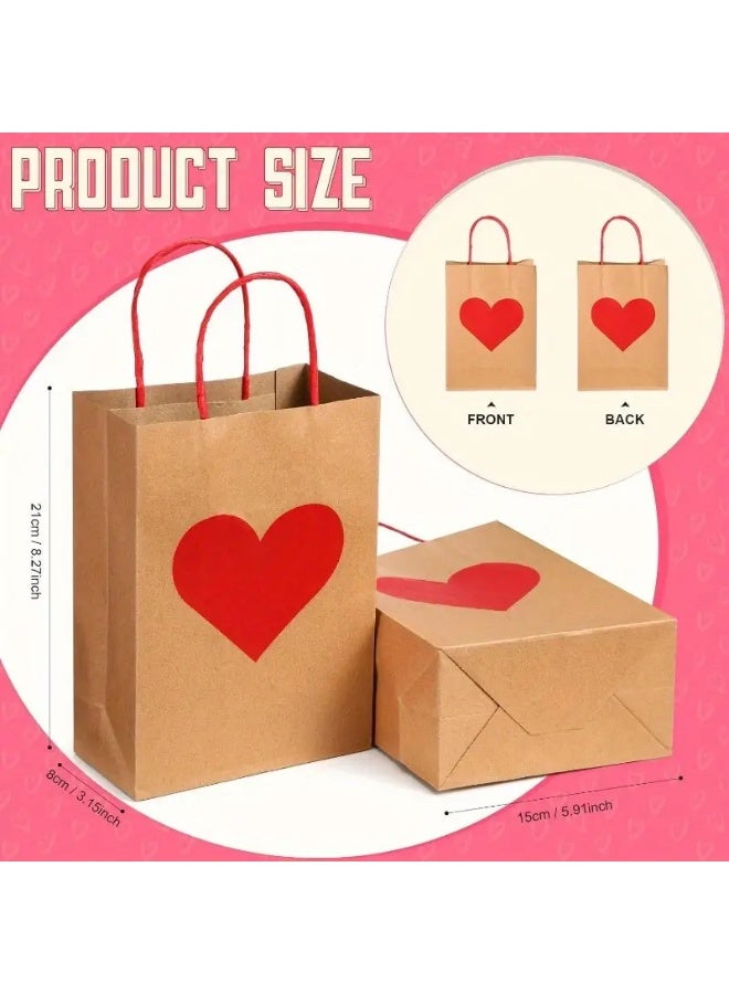 زيفانا 10 قطع من أكياس الهدايا الكرافت على شكل قلب - مستلزمات عيد الحب، حقيبة تسوق، حقيبة حفلات، حقيبة هدايا زفاف، حقيبة حمل يدوية، هدايا حفلات عيد الأم، عيد الشكر، أعياد الميلاد، ومناسبات الحب - Image 5