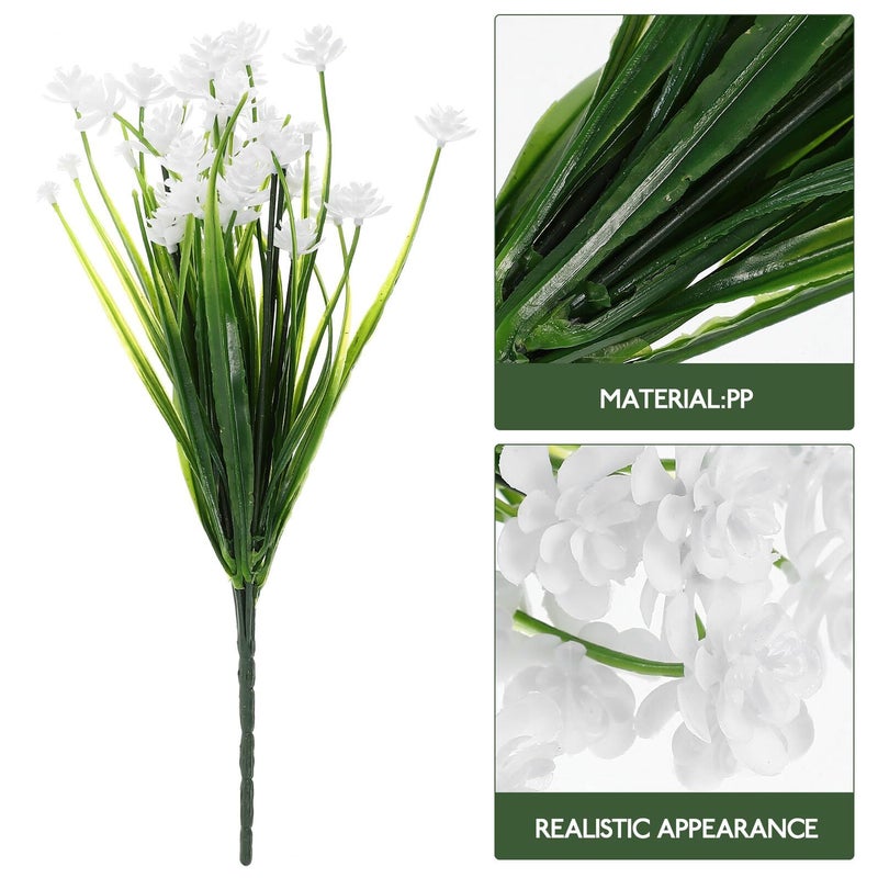 6 White Faux Narcissus Artificial Flower Bouquet Realistic Wedding Home Office Decorative Arrangement - Image 4