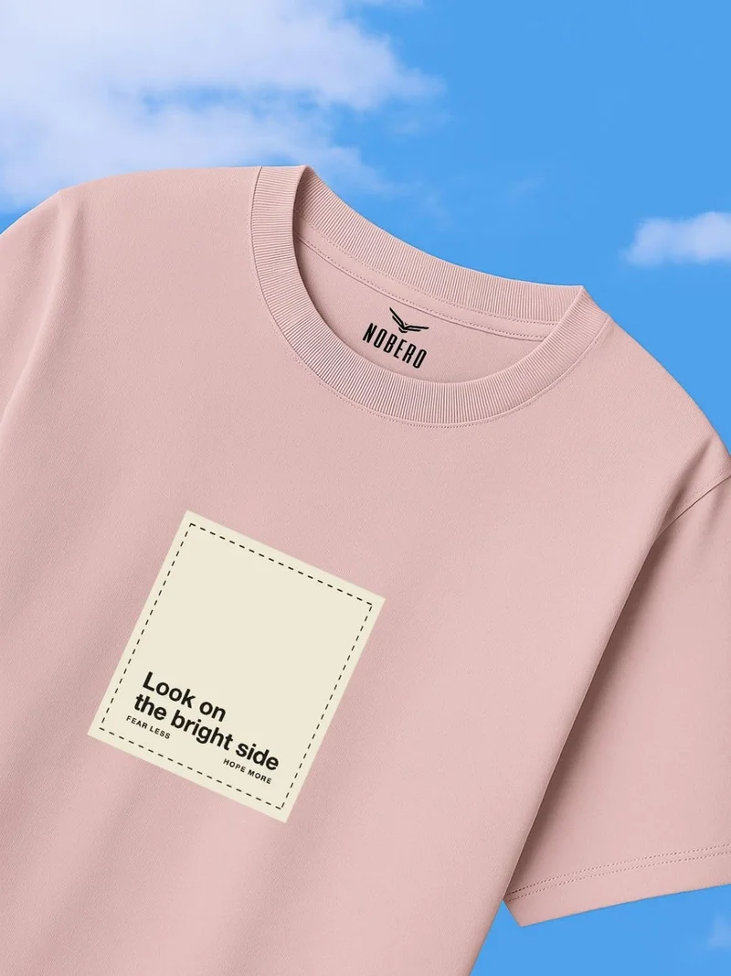 NOBERO Men's Oversized Cotton Graphic T-Shirt in Pink