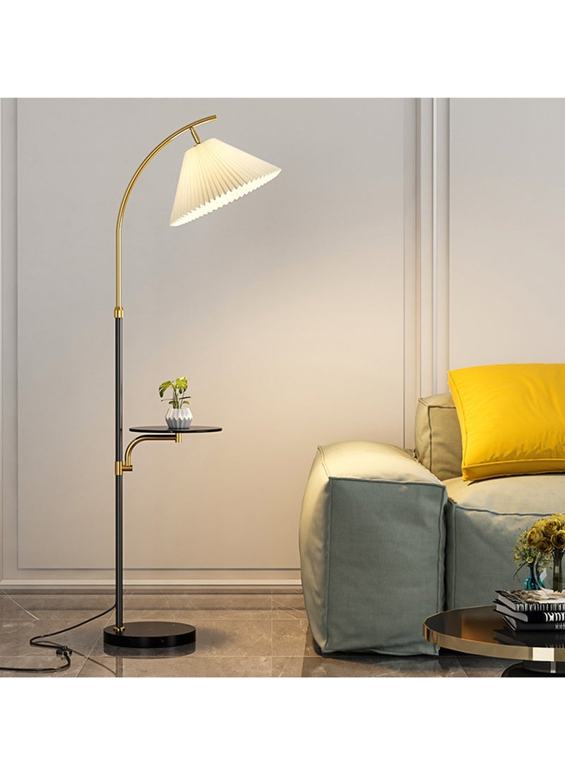 Perfin Floor Lamp With Shelf, Pleated Standing Lamp Tricolor &Stepless Dimmable, Led Floor Lamp with Remote Control for Living Office Bedroom 12W Multicolor 172×30cm  - Image 1
