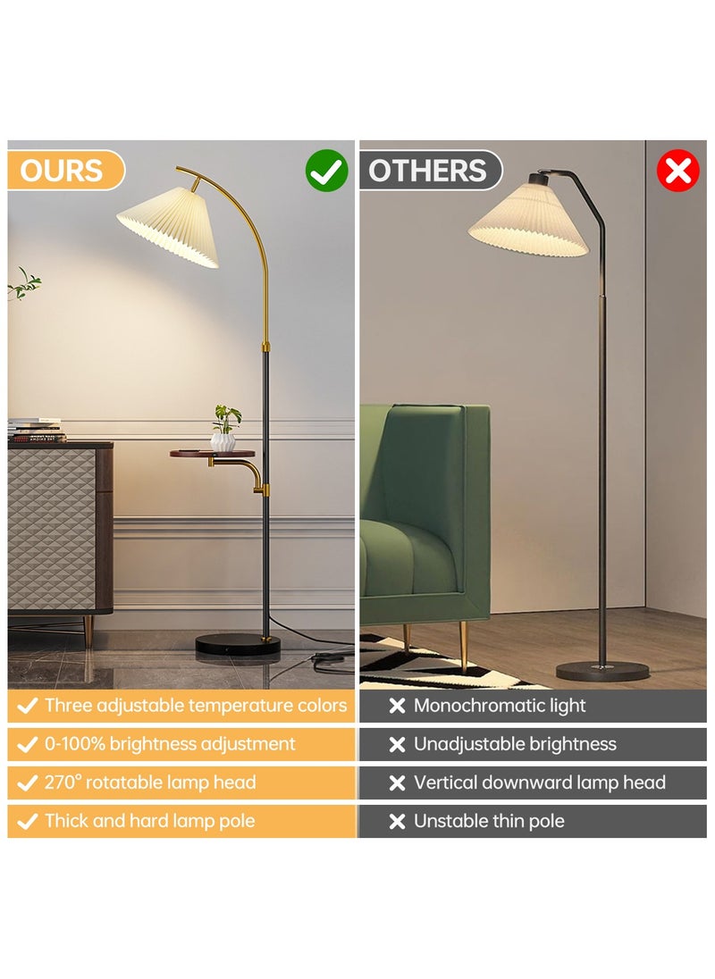 Perfin Floor Lamp With Shelf, Pleated Standing Lamp Tricolor &Stepless Dimmable, Led Floor Lamp with Remote Control for Living Office Bedroom 12W Multicolor 172×30cm  - Image 2