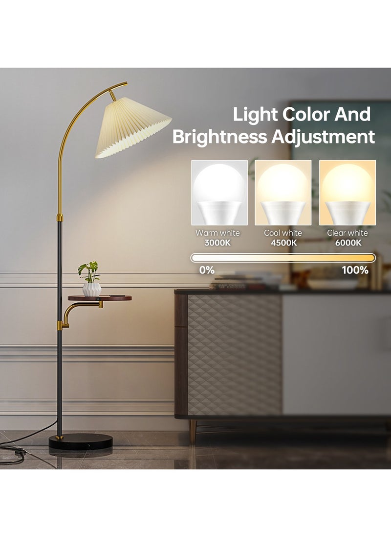 Perfin Floor Lamp With Shelf, Pleated Standing Lamp Tricolor &Stepless Dimmable, Led Floor Lamp with Remote Control for Living Office Bedroom 12W Multicolor 172×30cm  - Image 4