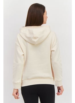 Adidas Women Sportswear Fit Long Sleeve Outdoor Hooded Sweatshirts, Beige Combo  - Image 3