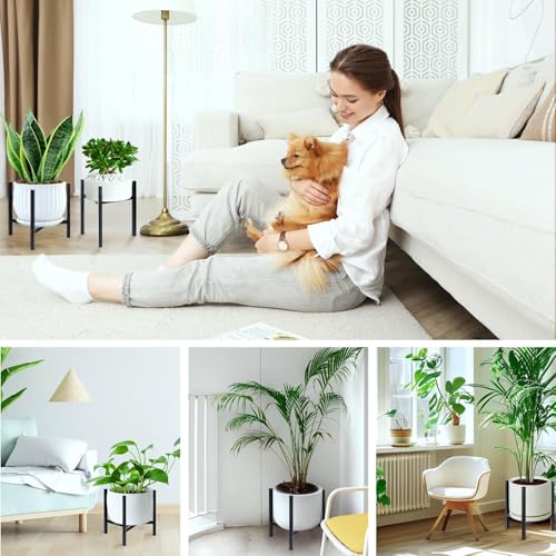 DHRUSIMI Plant Stand Indoor Adjustable, Metal Modern Plant Stand, Heavy Duty Stable Plant Pot Flower Holder Indoor Outdoor Corner, Fit 8 9 10 11 12 inch Pots, Black (Pot & Plant Not Included) - Image 5