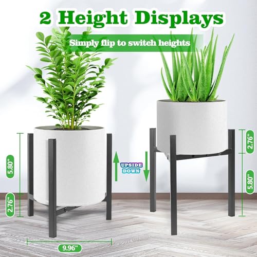 DHRUSIMI Plant Stand Indoor Adjustable, Metal Modern Plant Stand, Heavy Duty Stable Plant Pot Flower Holder Indoor Outdoor Corner, Fit 8 9 10 11 12 inch Pots, Black (Pot & Plant Not Included) - Image 3