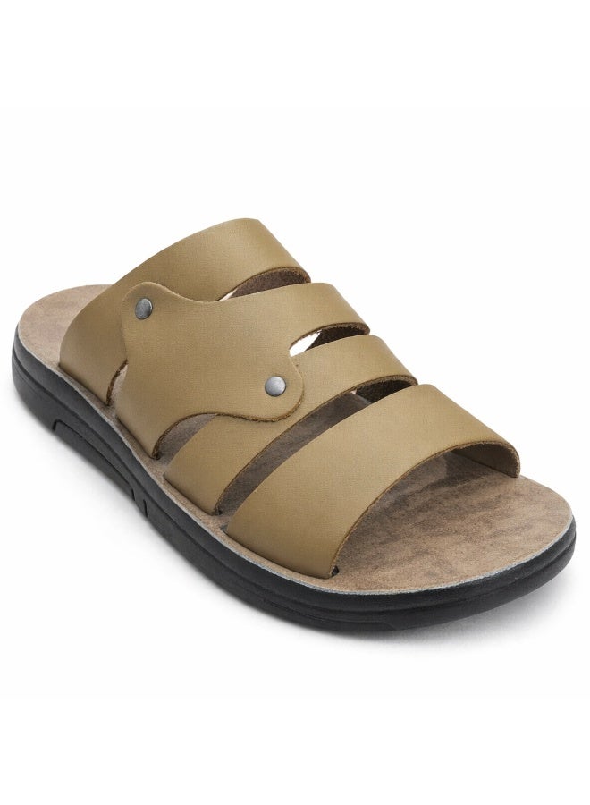 سليبر رجالي جلد جملى – تصميم عصري متعدد الأحزمة بنعل مريح مضاد للانزلاق – مثالي للاستخدام اليومي والصيف - Image 5