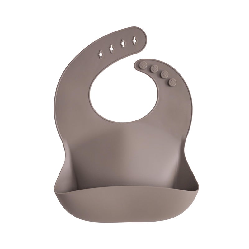 mushie Silicone Baby Bib | Adjustable Fit Waterproof Bibs (Dove Gray) - Image 1