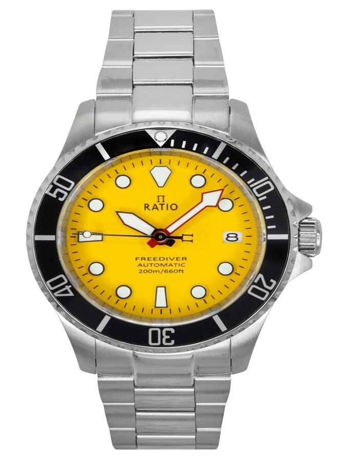 Ratio FreeDiver Sapphire Stainless Steel Yellow Dial Automatic RTF044 200M Men's Watch - Image 1