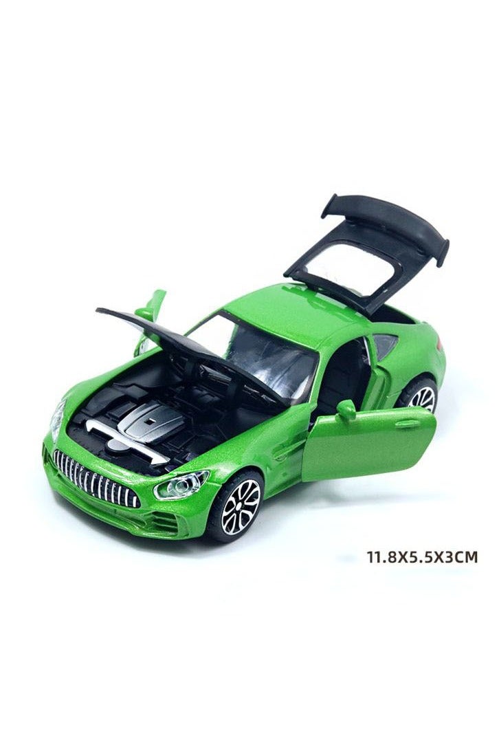 1:36 Alloy Sports Car Model , Pull-Back Toy Car , Model Car for Kids Boy Girl Gift , Collectible Display ,Green/Black 11.8 cm*5.5 cm*3 cm - Image 1