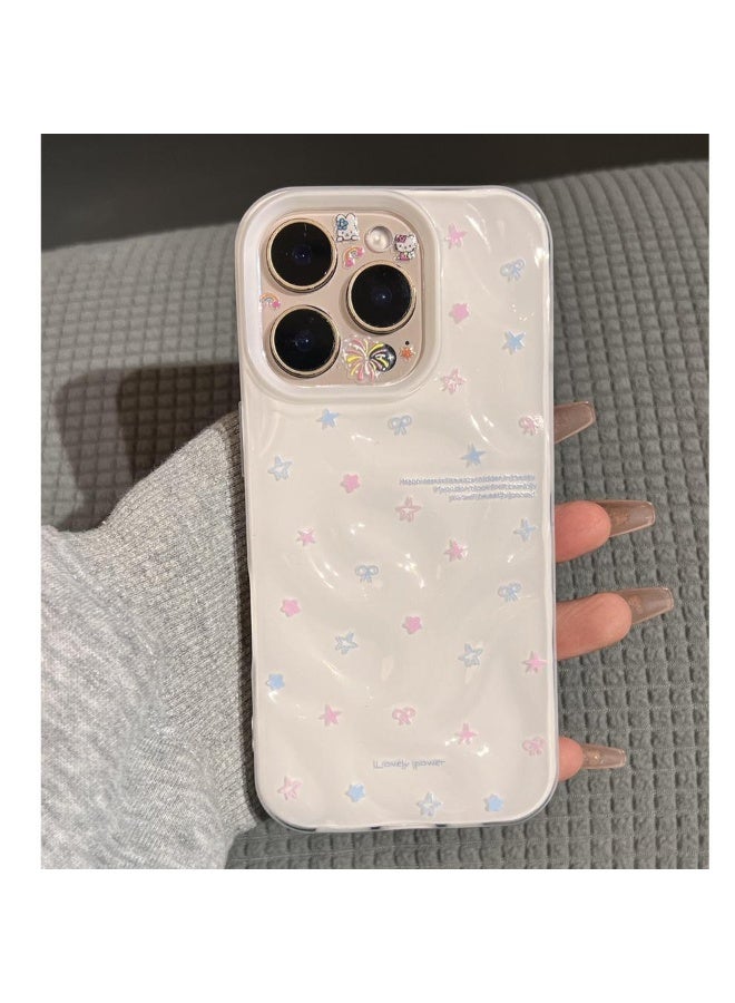 NIBEMINENT Star Bow Protective TPU Case Cover For IPhone 15 Pro, White - Image 1